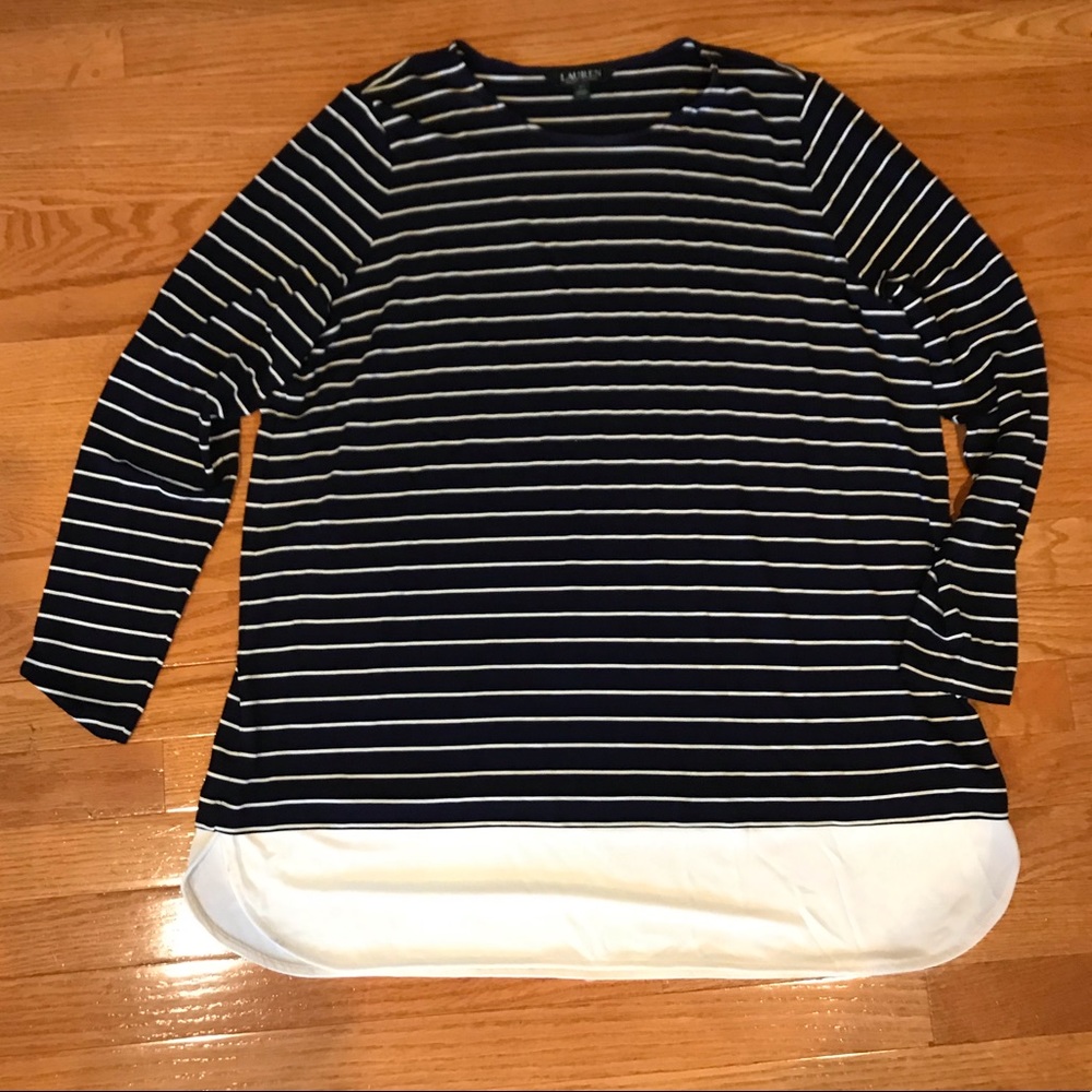 LAUREN Ralph Lauren Stripped Blouse (sz 2x)